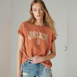 Lucky Brand Janis Joplin Peace Sign Boyfriend Tee. NWOT